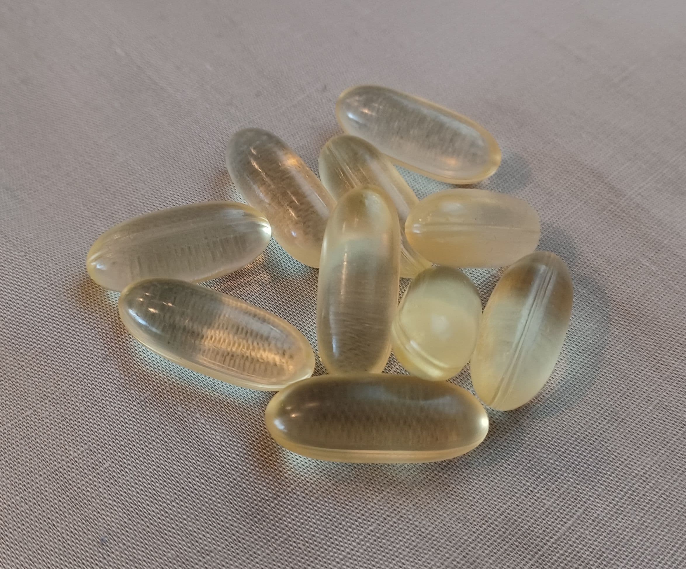 A month's worth of magnesium supplements laid out on a counter